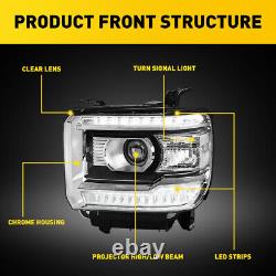 Pour 2014-2018 GMC Sierra 1500 2500 3500 Claires OE Style LED DRL Phares Lampes