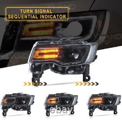 Pour 2014-22 Jeep Grand Cherokee VLAND Projecteur Phares LED DRL Démarrage