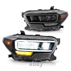 Pour 2016-2022 Toyota Tacoma Phares de projecteur séquentiels à LED Full DRL noirs