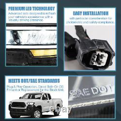 Pour 2016-2022 Toyota Tacoma Phares de projecteur séquentiels à LED Full DRL noirs