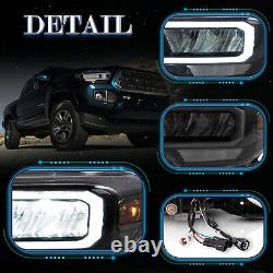 Pour 2016-2022 Toyota Tacoma Phares de projecteur séquentiels à LED Full DRL noirs