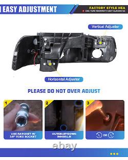 Pour Chevy Silverado 1500 2500 99-02 LED DRL phares noirs + lampes de signalisation pare-chocs