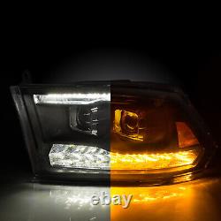 Pour Dodge Ram 1500 2500 3500 2009-2023 Phares à double projecteur à barre LED noire