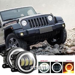 Pour Hummer H2 H3T 05-10 7 pouces Halo LED Phare avec feux de jour et kit combo de 4 feux de brouillard