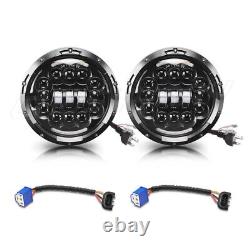 Pour Hummer H3 H3T 06-10 Ensemble de phares avant LED de 7 pouces avec feux de jour et halo + kit de 4 feux antibrouillard