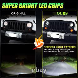 Pour Jeep Wrangler JK 2007-2018 Combo de phares à LED de 7 pouces Feux de brouillard Feux de virage Feux arrière