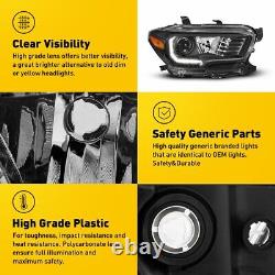 Pour Toyota Tacoma 2016-2021 avec feux de jour à LED Phares noirs Phares Projecteur Garniture