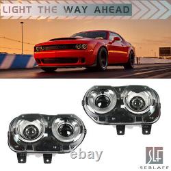 Pour phares Dodge Challenger 2015-2018 avec LED DRL boîtier noir droite et gauche