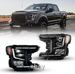 Signal séquentiel à LED pour phares de projecteur noirs DRL pour Ford F150 2018-2020