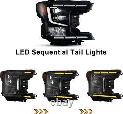 Signal séquentiel à LED pour phares de projecteur noirs DRL pour Ford F150 2018-2020