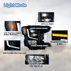 Signal séquentiel à LED pour phares de projecteur noirs DRL pour Ford F150 2018-2020