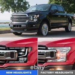 Signal séquentiel à LED pour phares de projecteur noirs DRL pour Ford F150 2018-2020