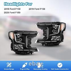 Signal séquentiel à LED pour phares de projecteur noirs DRL pour Ford F150 2018-2020