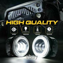 mpoules de phares avant à halo LED, feux de brouillard, clignotants et feux arrière pour Jeep Wrangler JK 07-18.